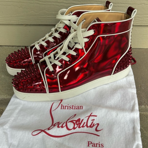 Christian Louboutin Metallic Patent Leather High Top Sneakers 🔥🔥 - Picture 1 of 8